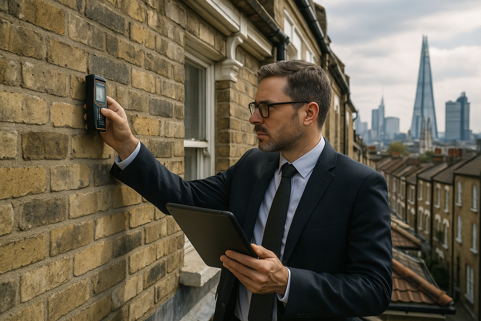 Professional Party Wall Surveyor in London conducting building inspection